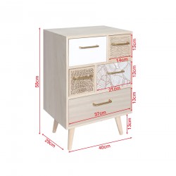 Rebecca Mobili Meuble Commode Polyvalent en Bois Clair avec 5 Tiroirs