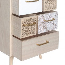 Rebecca Mobili Meuble Commode Polyvalent en Bois Clair avec 5 Tiroirs