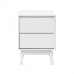 Rebecca Mobili Bedside Table 2 Drawers Multipurpose White MDF Scandinavian Style