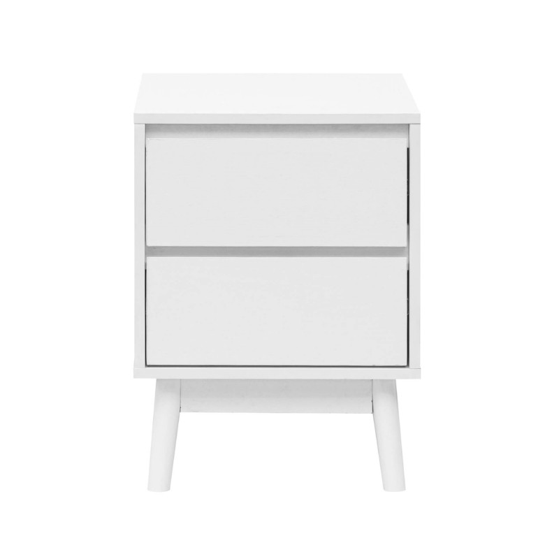 Rebecca Mobili Bedside Table 2 Drawers Multipurpose White MDF Scandinavian Style