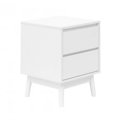 Rebecca Mobili Bedside Table 2 Drawers Multipurpose White MDF Scandinavian Style