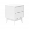 Rebecca Mobili Bedside Table 2 Drawers Multipurpose White MDF Scandinavian Style