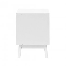 Rebecca Mobili Bedside Table 2 Drawers Multipurpose White MDF Scandinavian Style