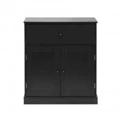 Rebecca Mobili Low Cabinet Space-Saving Cabinet with Drawer 2 Doors Black Multipurpose