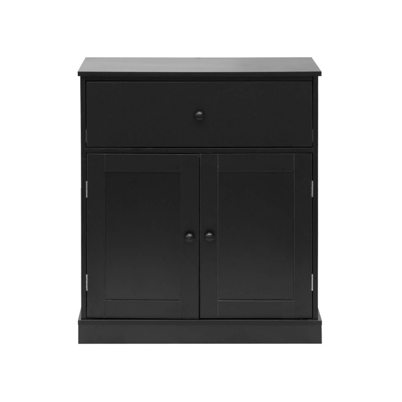 Rebecca Mobili Low Cabinet Space-Saving Cabinet with Drawer 2 Doors Black Multipurpose