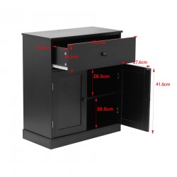 Rebecca Mobili Low Cabinet Space-Saving Cabinet with Drawer 2 Doors Black Multipurpose