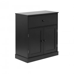 Rebecca Mobili Low Cabinet Space-Saving Cabinet with Drawer 2 Doors Black Multipurpose