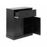 Rebecca Mobili Low Cabinet Space-Saving Cabinet with Drawer 2 Doors Black Multipurpose