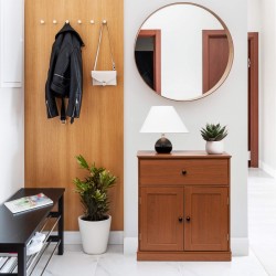 Rebecca Mobili Armoire Polyvalente avec Tiroir 2 Portes Marron pour Salle de Bain Entrée Cuisine