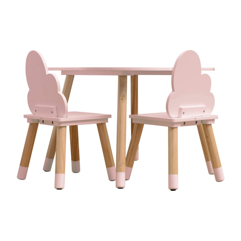 Rebecca Mobili Set Kindertisch und 2 Stühle MDF Kiefer Rosa für Kinderzimmer