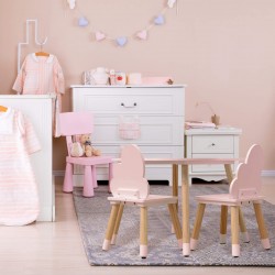 Rebecca Mobili Set Children's Table and 2 Chairs MDF Pine Pink for Nursery