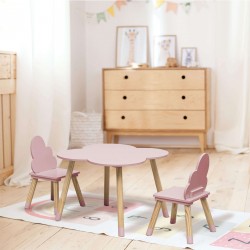 Rebecca Mobili Juego de Mesa y 2 Sillas para Niños de MDF Pino Rosa para Habitación Infantil