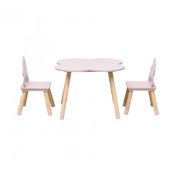 Rebecca Mobili Set Children's Table and 2 Chairs MDF Pine Pink for Nursery