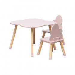 Rebecca Mobili Ensemble Table et 2 Chaises pour Enfants en MDF Pin Rose pour Chambre d'Enfant