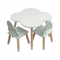 Rebecca Mobili Children's Table and 2 Chairs MDF Pine Green for Nursery Playroom