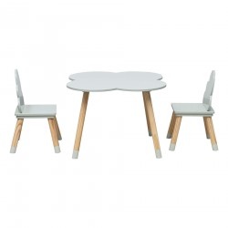 Rebecca Mobili Children's Table and 2 Chairs MDF Pine Green for Nursery Playroom