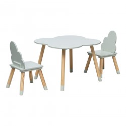 Rebecca Mobili Table et 2 Chaises pour Enfants en MDF Pin Vert pour Chambre d'Enfant Salle de Jeux