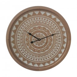 Rebecca Mobili Grand Horloge Murale Marron de Style Ethnique en MDF