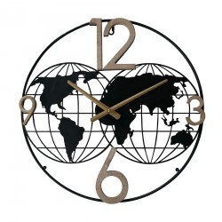 Rebecca Mobili Wall Clock with Metal World Map Modern Style