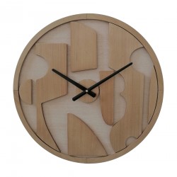 Rebecca Mobili Round Brown Wall Clock with Carved Dial Modern Style