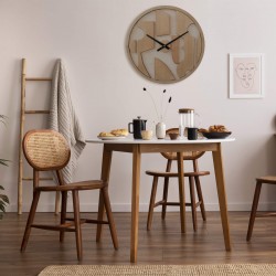 Rebecca Mobili Round Brown Wall Clock with Carved Dial Modern Style