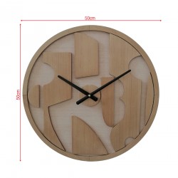 Rebecca Mobili Round Brown Wall Clock with Carved Dial Modern Style