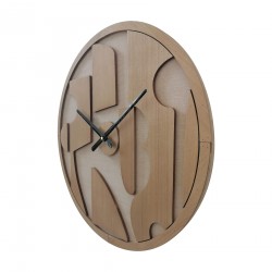 Rebecca Mobili Round Brown Wall Clock with Carved Dial Modern Style