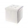 Rebecca Mobili Pouf Coffre de Rangement Carre Synthétique Blanc 30x30x30