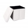 Mobili Rebecca Pouffe Storage Beanbag Footstool Cube White Faux Leather 30x30x30