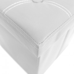 Rebecca Mobili Pouf Coffre de Rangement Carre Synthétique Blanc 30x30x30