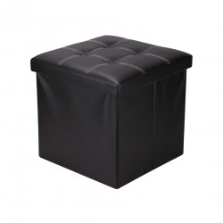 Pouf coffre de rangement carre noir pour le salon - Mobili Rebecca