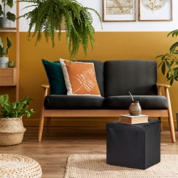 Black beanbag storage pouf cube for living room - Mobili Rebecca