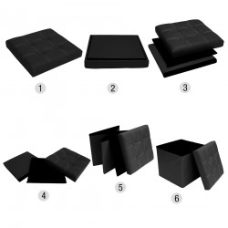 Black beanbag storage pouf cube for living room - Mobili Rebecca