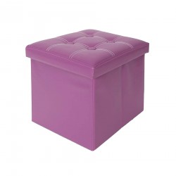 Mobili Rebecca Pouffe Box Storage Footstool Cube Violet Faux Leather 31x30x30