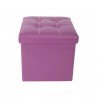 Rebecca Mobili Pouf Boite de rangement Carre Synthetique Violet Design 31x30x30