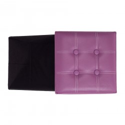 Rebecca Mobili Puff Organizador Taburete Reposapies Morado 31x30x30