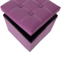 Rebecca Mobili Puff Organizador Taburete Reposapies Morado 31x30x30