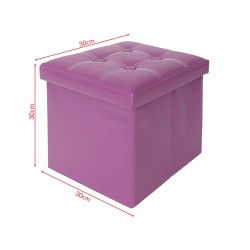 Rebecca Mobili Pouf Boite de rangement Carre Synthetique Violet Design 31x30x30