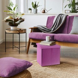 Pouf viola lilla contenitore a cubo stile moderno - Mobili Rebecca