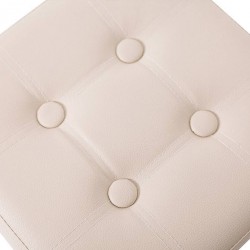 Mobili Rebecca Pouffe Box Ottoman Footstool Beige Cube Faux Leather 30x30x30