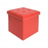 Mobili Rebecca Storage Pouffe Cube Box Ottoman Faux Leather Red 30x30x30