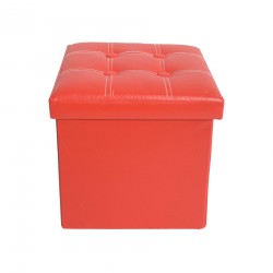 Mobili Rebecca Storage Pouffe Cube Box Ottoman Faux Leather Red 30x30x30