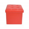 Mobili Rebecca Storage Pouffe Cube Box Ottoman Faux Leather Red 30x30x30