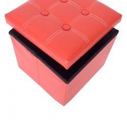 Rebecca Mobili Sitzbank Aufbewahrungsbox Kunstleder Rot Modern 30x30x30