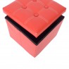 Mobili Rebecca Storage Pouffe Cube Box Ottoman Faux Leather Red 30x30x30