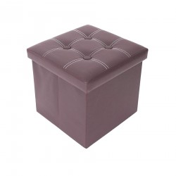 Pouf quadrato contenitore marrone con coperchio - Mobili Rebecca