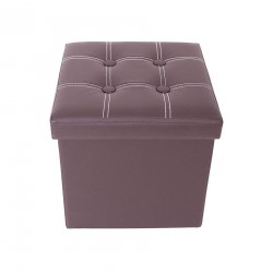 Pouf quadrato contenitore marrone con coperchio - Mobili Rebecca