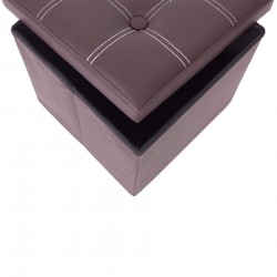 Pouf quadrato contenitore marrone con coperchio - Mobili Rebecca