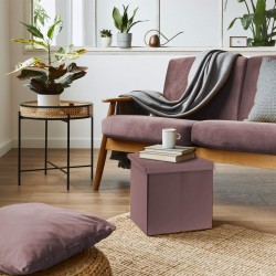 Pouf quadrato contenitore marrone con coperchio - Mobili Rebecca