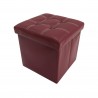 Rebecca Mobili Ottoman Pouf Suelo Cuero Sintético Bordeaux Plegable 30x30x30